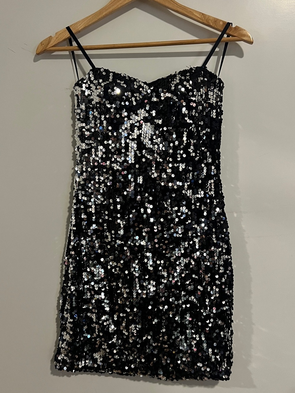 As U Wish Black Silver Sequin Mini Dress